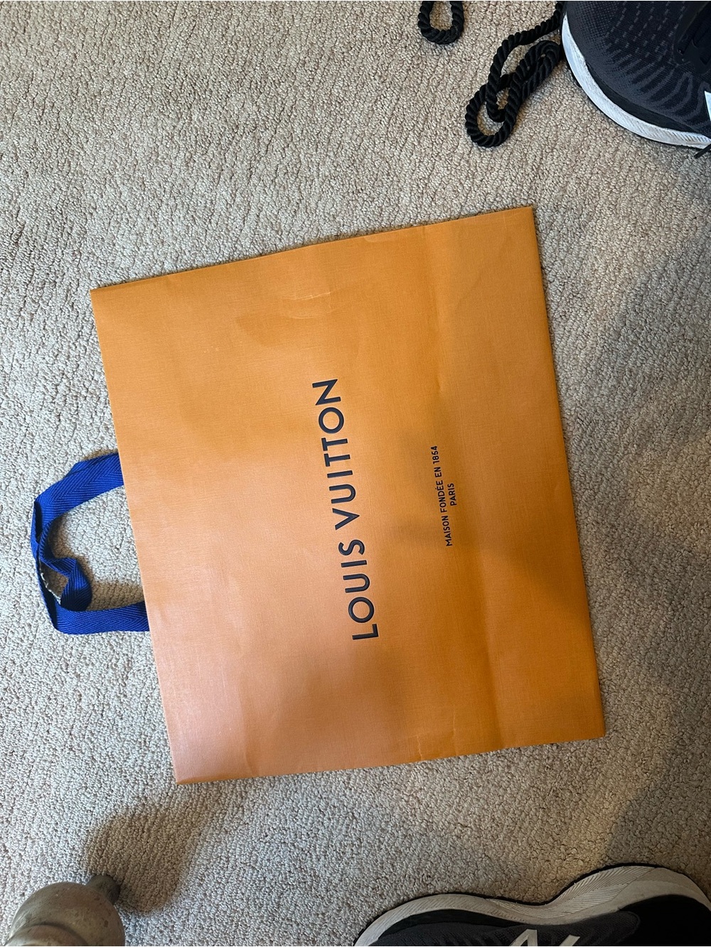 Louis Vuitton Orange Tote with Blue Handles